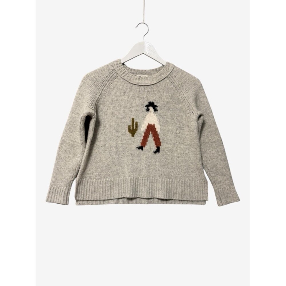 Madewell El Rancho Cowgirl Sweater Size XS Gray Wool Blend Cropped Pullover
